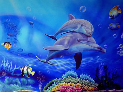 合肥政務區食肆海里海鮮自助餐廳3D海洋世界壁畫